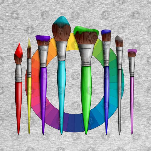 Fun Artist Painter Art Brushes Color Wheel by macdonaldcreativestudios